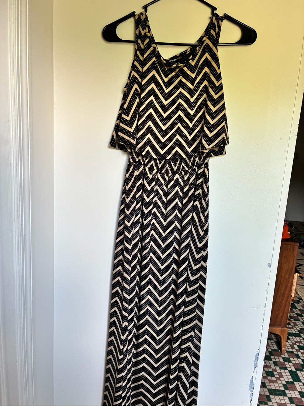 Robert Louis Black and Cream Chevron Maxi Dress